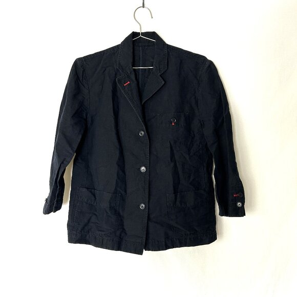 Uniqlo Linen Blend Black Button up top M - Picture 1 of 4